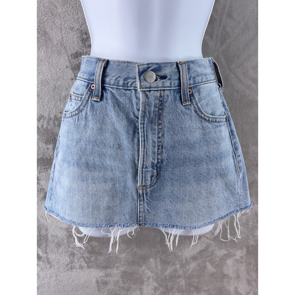 DENIM FORUM The 90's Ricci Skirt Womens Size 23 Mini Blue Wash Aritzia